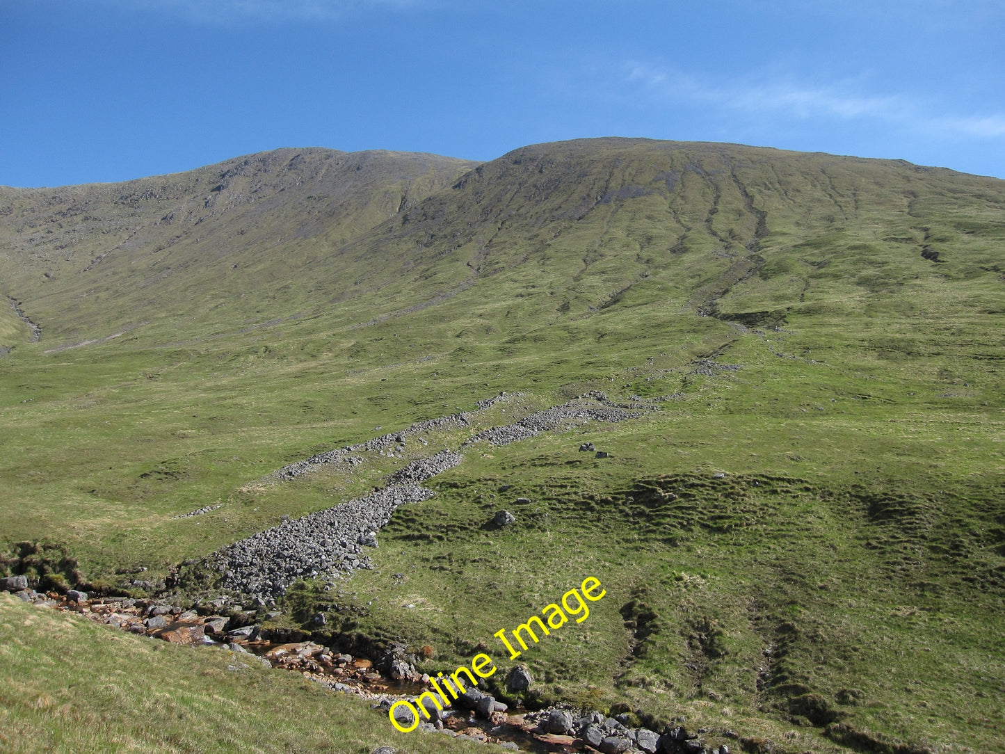 Photo 12x8 Stream reaching Allt Ghabhar With significant amount of debris c2010