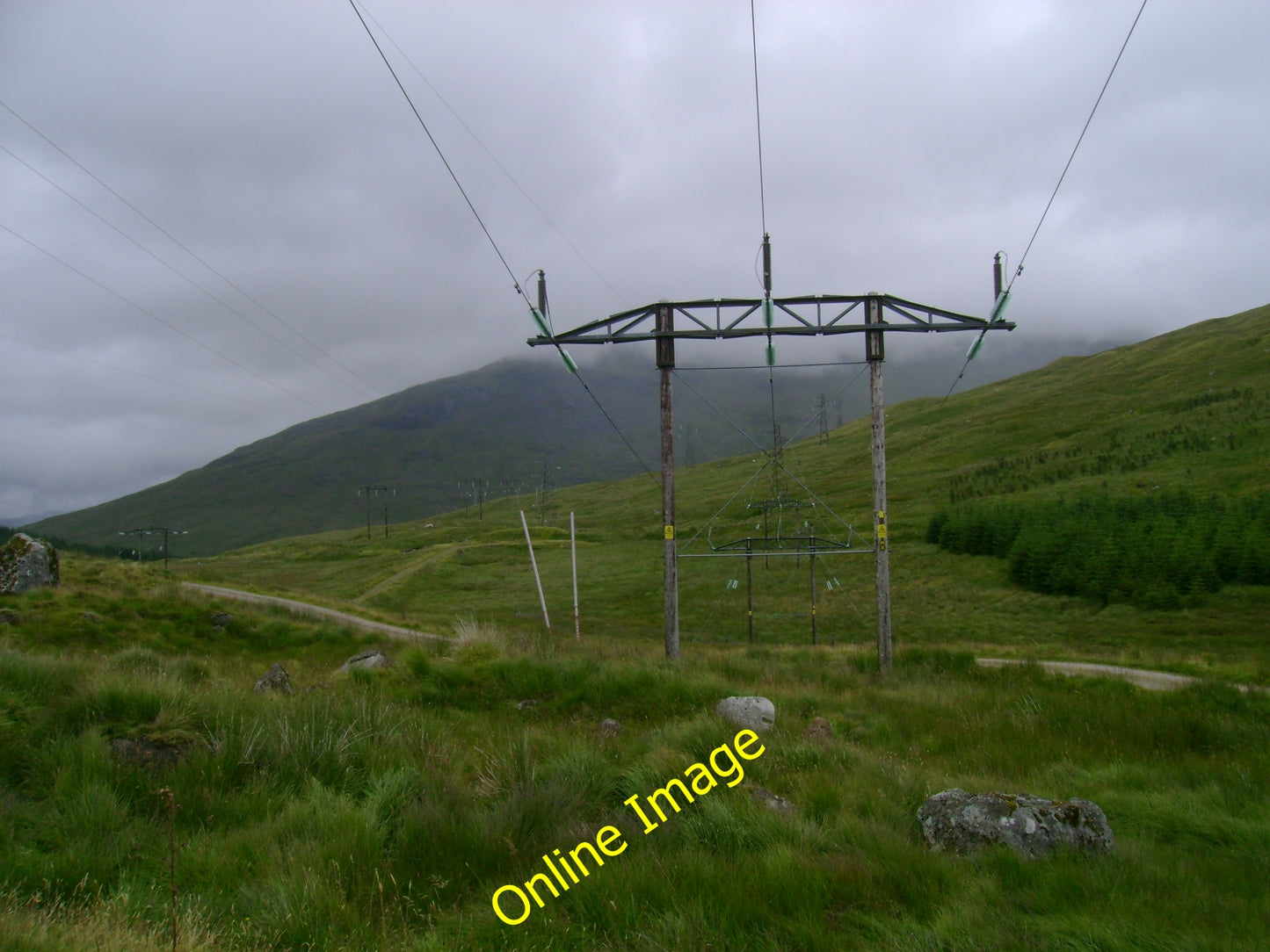 Photo 12x8 Power lines at the head of Glen Kinglas Allt a' Chnoic Looking c2010
