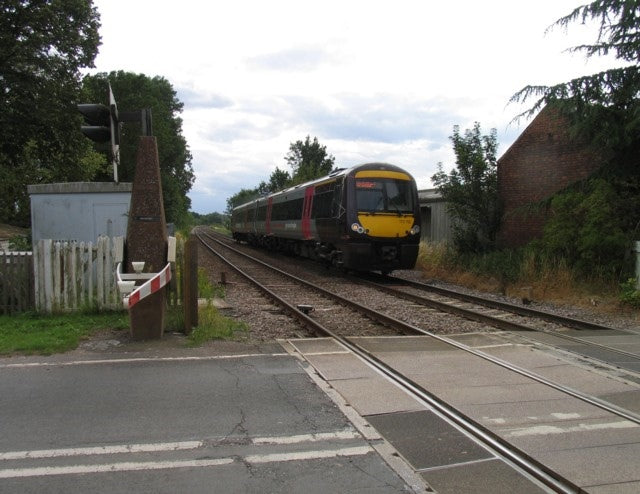 Photo 6x4 Train at Brooksby Level crossing The train was the 15:22 from B c2010