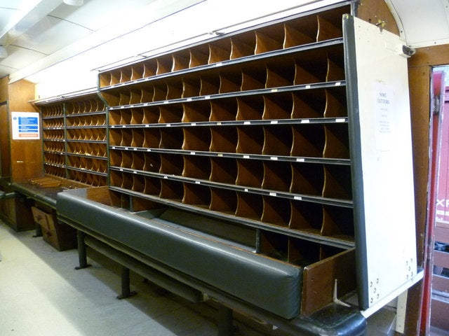 Photo 6x4 Royal Mail Coach sorting boxes, Scottish Railway Exhibition Bo' c2010