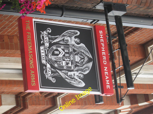 Photo 6x4 Freemasons Pub Sign London On [[2020386]]. c2010