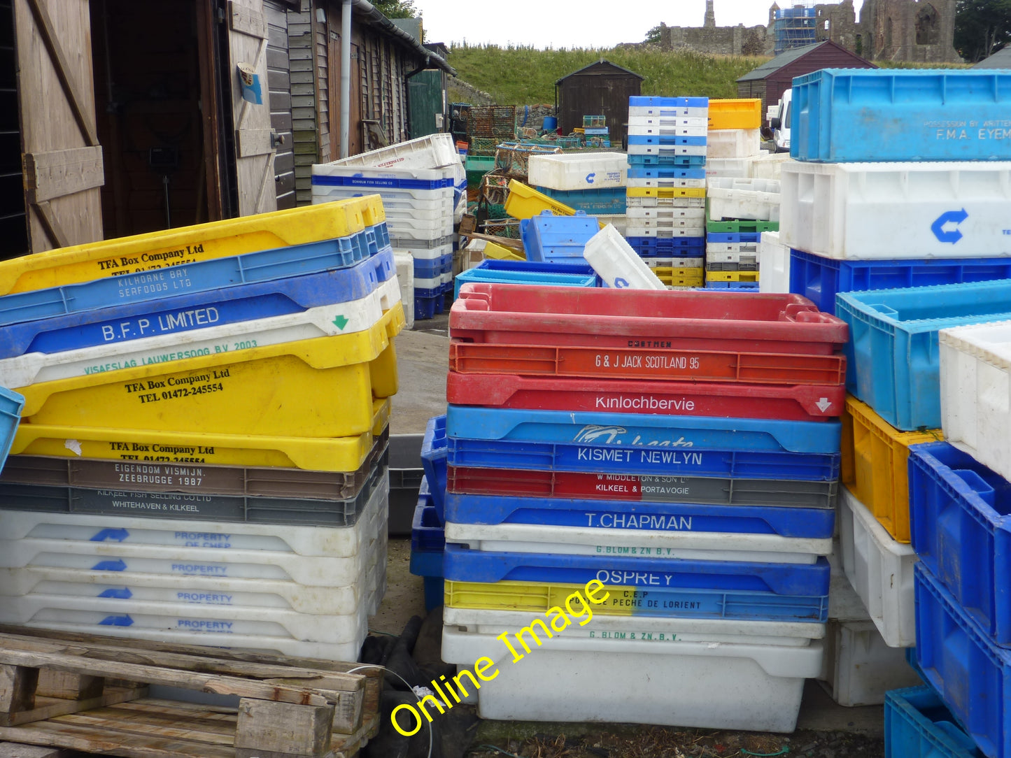 Photo 6x4 Fishboxes at Holy Island (Lindisfarne) Northumberland : Diamond c2010