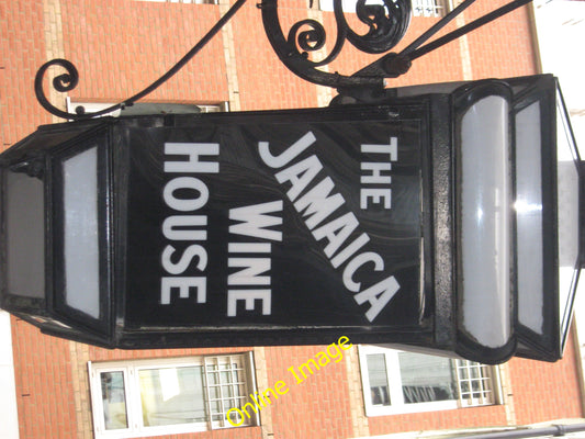 Photo 12x8 Jamaica Wine House Pub Sign London Painted gas light on [[20206 c2010