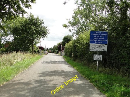 Photo 6x4 Railway crossing ahead Westhall\/TM4181 The crossing gates at W c2010