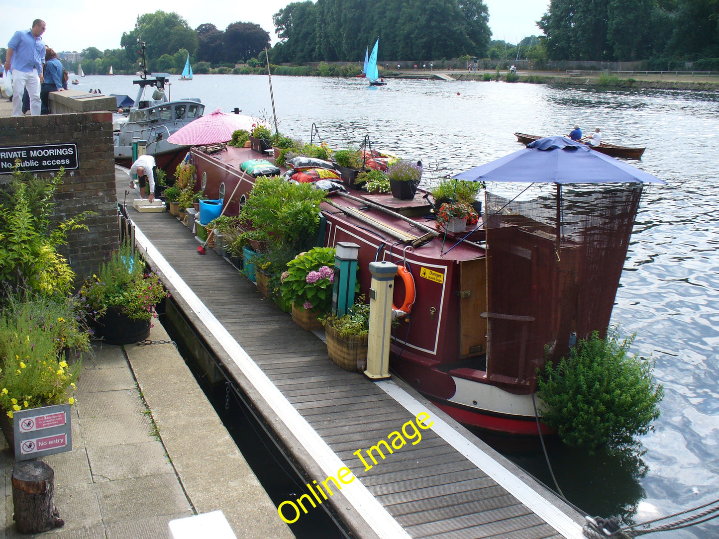 Photo 6x4 Houseboat on the Thames at Kingston Surbiton Private moorings o c2010