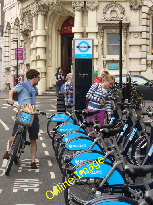 Photo 6x4 Cycle Hire on Wellington Street London These turquoise, logo-em c2010