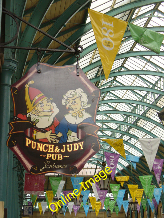 Photo 6x4 Punch & Judy Pub London Colourful pub sign below Covent Garden& c2010