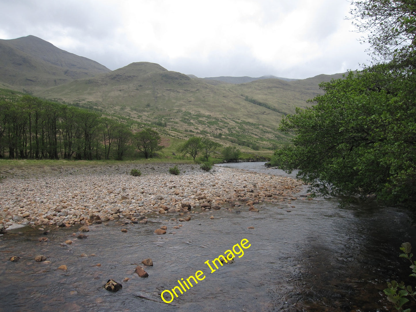 Photo 6x4 River Kinglass Acharn\/NN1235 Looking down Glen Kinglass. c2010