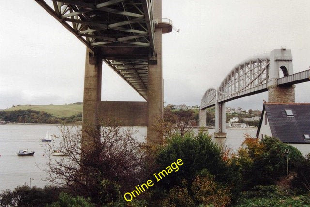 Photo 6x4 Road and railway bridges over the Tamar from Saltash Saltash\/S c1991