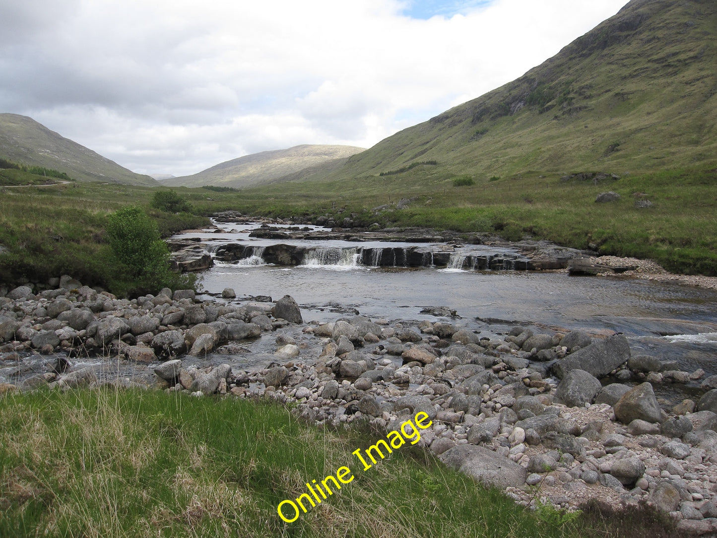 Photo 6x4 River Kinglass Eas an Eich Bhain Looking upstream from the conf c2010