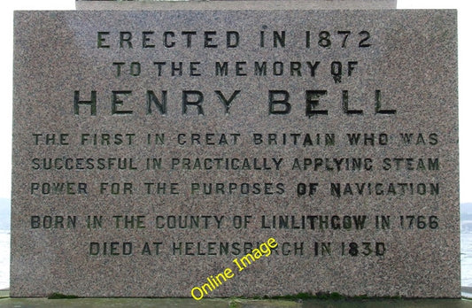 Photo 6x4 Henry Bell Monument Helensburgh The inscription on the monument c2010