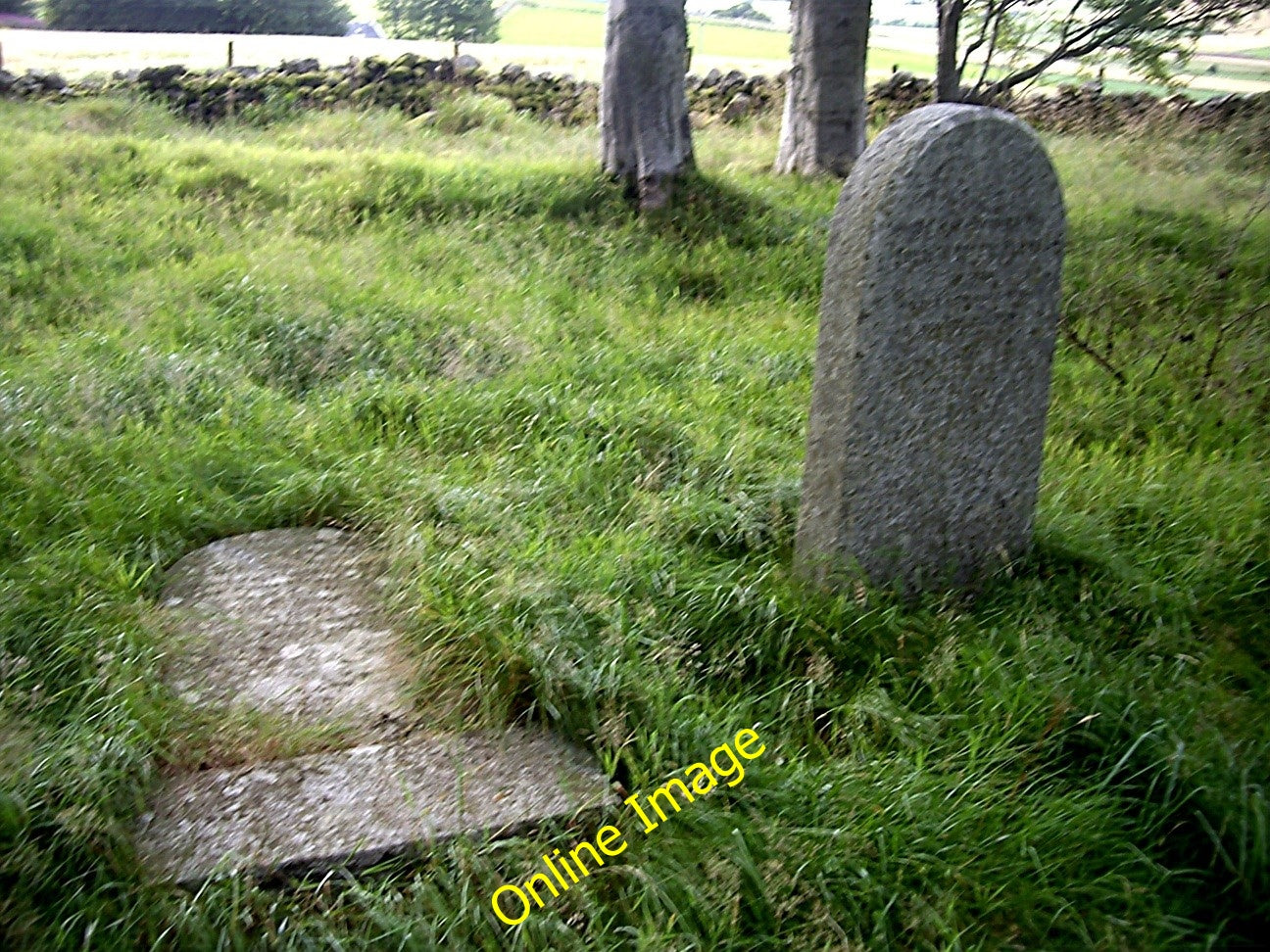 Photo 6x4 The two extant gravestones in the Terry Chapel enclosure Leoche c2010