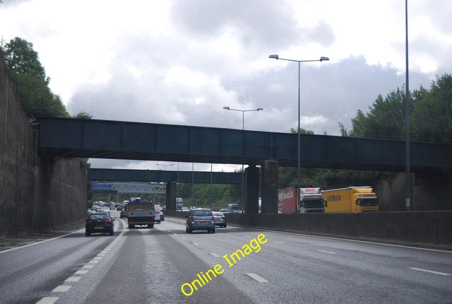 Photo 6x4 Railway bridge over the M25 Merstham This bridge carries the Lo c2010