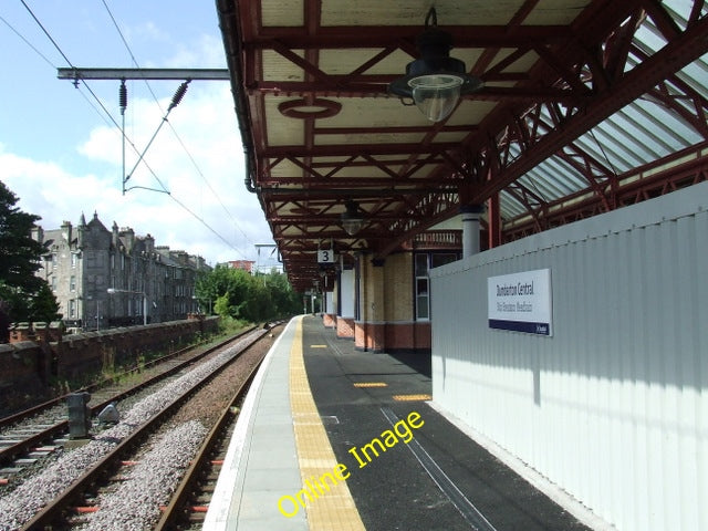 Photo 6x4 Dumbarton Central station Platform 3, overlooking Station Road. c2010