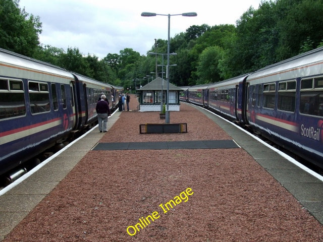 Photo 6x4 Ardlui station North bound train on the left, south bound train c2010