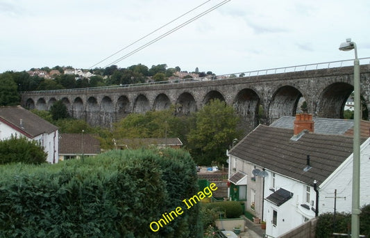 Photo 6x4 Former railway viaduct, Maesycwmmer Ystrad Mynach Viewed from M c2010