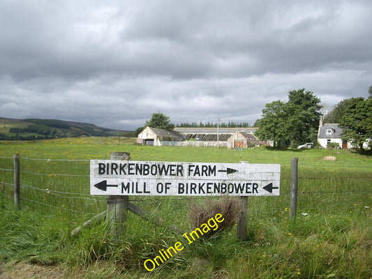 Photo 6x4 Road sign at Birkenbower junction Lumsden Birkenbower farm in t c2010