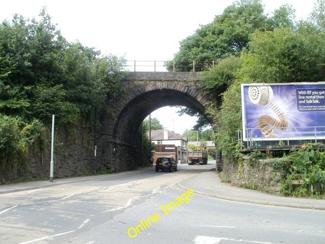 Photo 6x4 Railway bridge across Nelson Road, Ystrad Mynach Viewed from th c2010