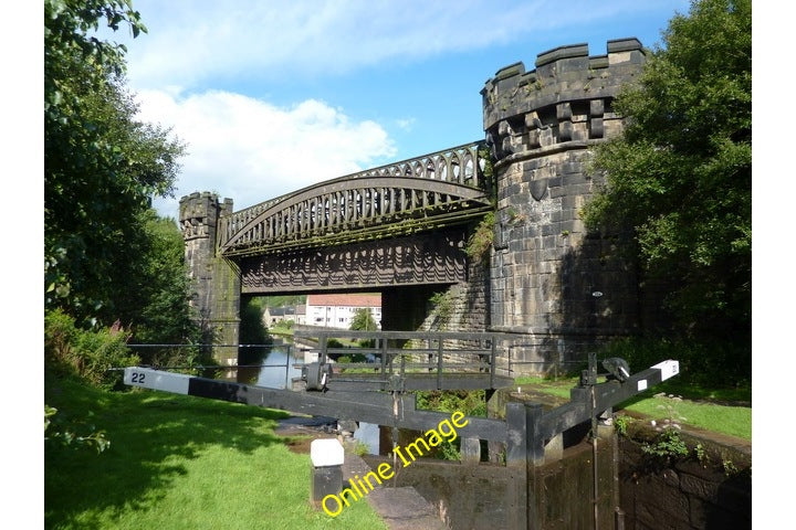 Photo 6x4 Railway bridge over the Rochdale Canal near Gauxholme Todmorden c2010