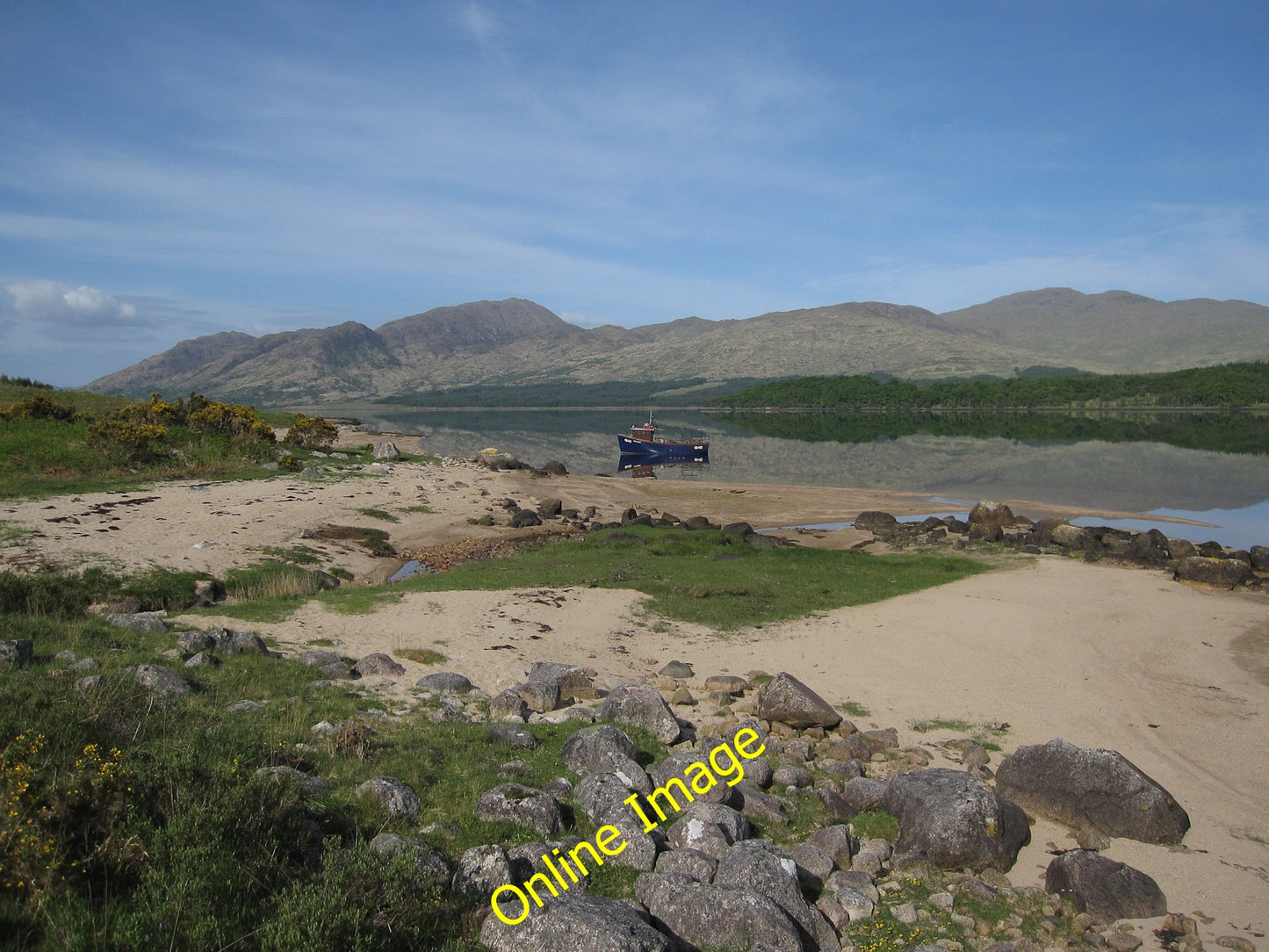 Photo 6x4 Fishing boat in Loch Etive Barrs Past the mouth of a small stre c2010