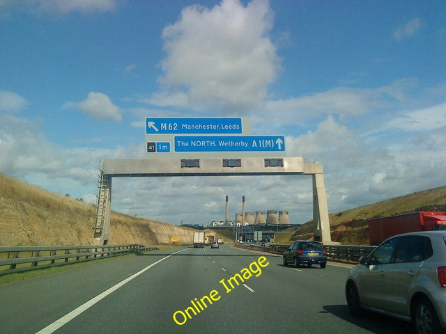 Photo 6x4 A1(M) with Ferrybridge Power Station in the distance Knottingle c2010