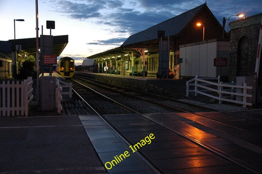 Photo 6x4 Barmouth Station in twilight Barmouth\/Abermaw A train waits at c2010