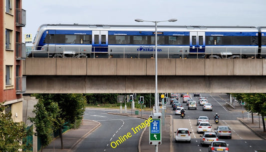 Photo 6x4 Elevated train, Belfast Belfast County Borough The 16.00 Belfas c2010