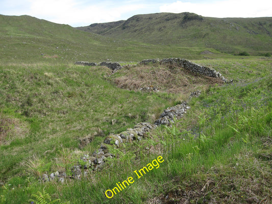 Photo 6x4 Shielings at Inverghiusachan Point Old wall on the edge of the  c2010