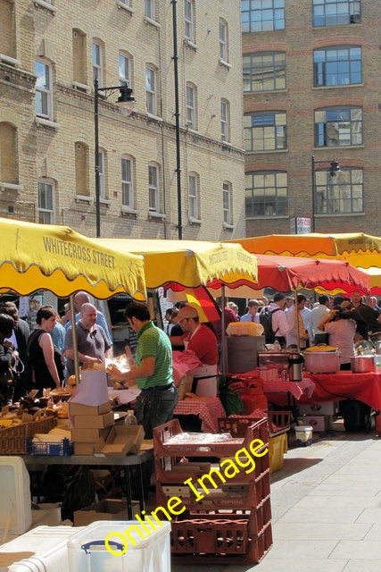 Photo 6x4 Whitecross St  market London The stalls at the market,selling f c2010