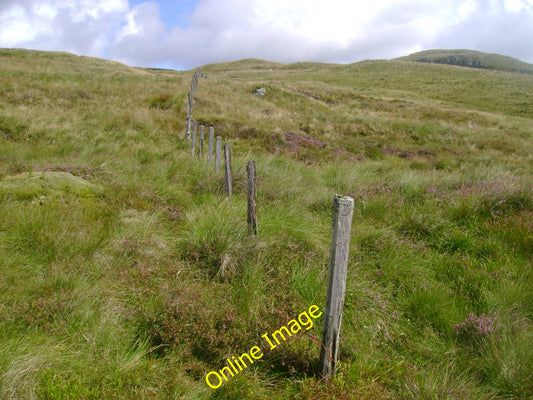 Photo 6x4 Old fence line heading up An Creachan Benmore\/NS1385 A defunct c2010