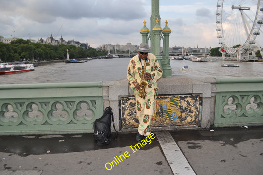 Photo 6x4 London : Westminster - Busking on Westminster Bridge A  man fro c2010