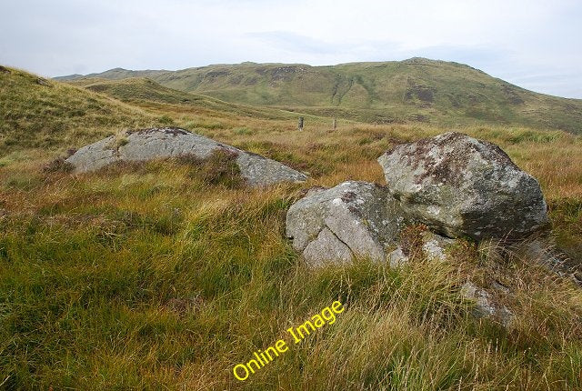 Photo 6x4 Rocks and an old fence Inverneill Looking towards Stuchd Bhreac c2010