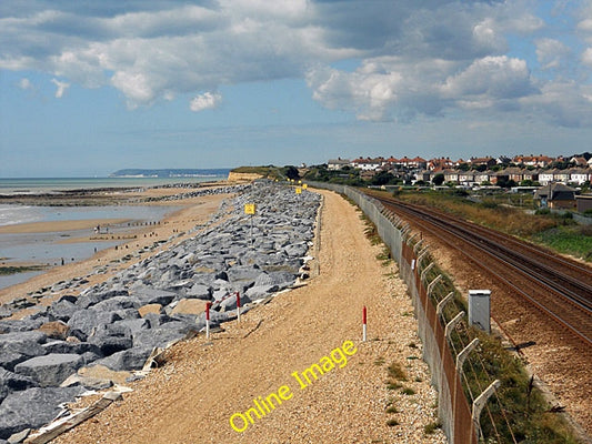 Photo 6x4 Railway & beach at Glyne Gap Bulverhythe  c2010