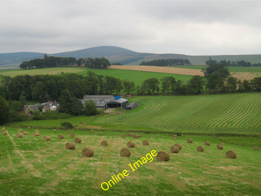 Photo 6x4 Mill of Kintocher: hay-making Muir of Fowlis Late hay-making at c2010