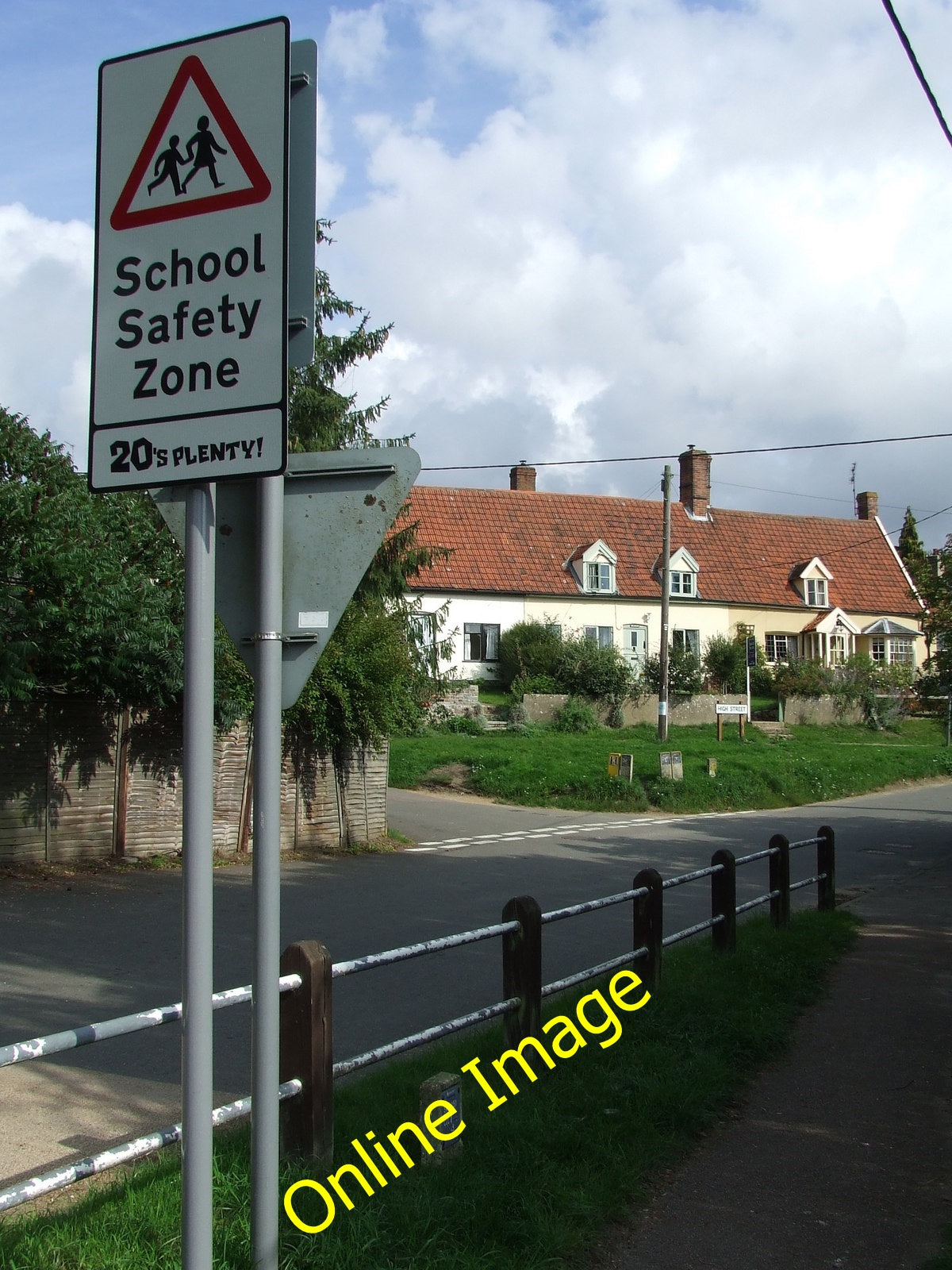 Photo 6x4 20s Plenty Poystreet Green School warning sign at Rattlesden, S c2010