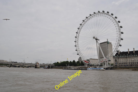 Photo 6x4 London : Westminster - River Thames & London Eye From a boat do c2010