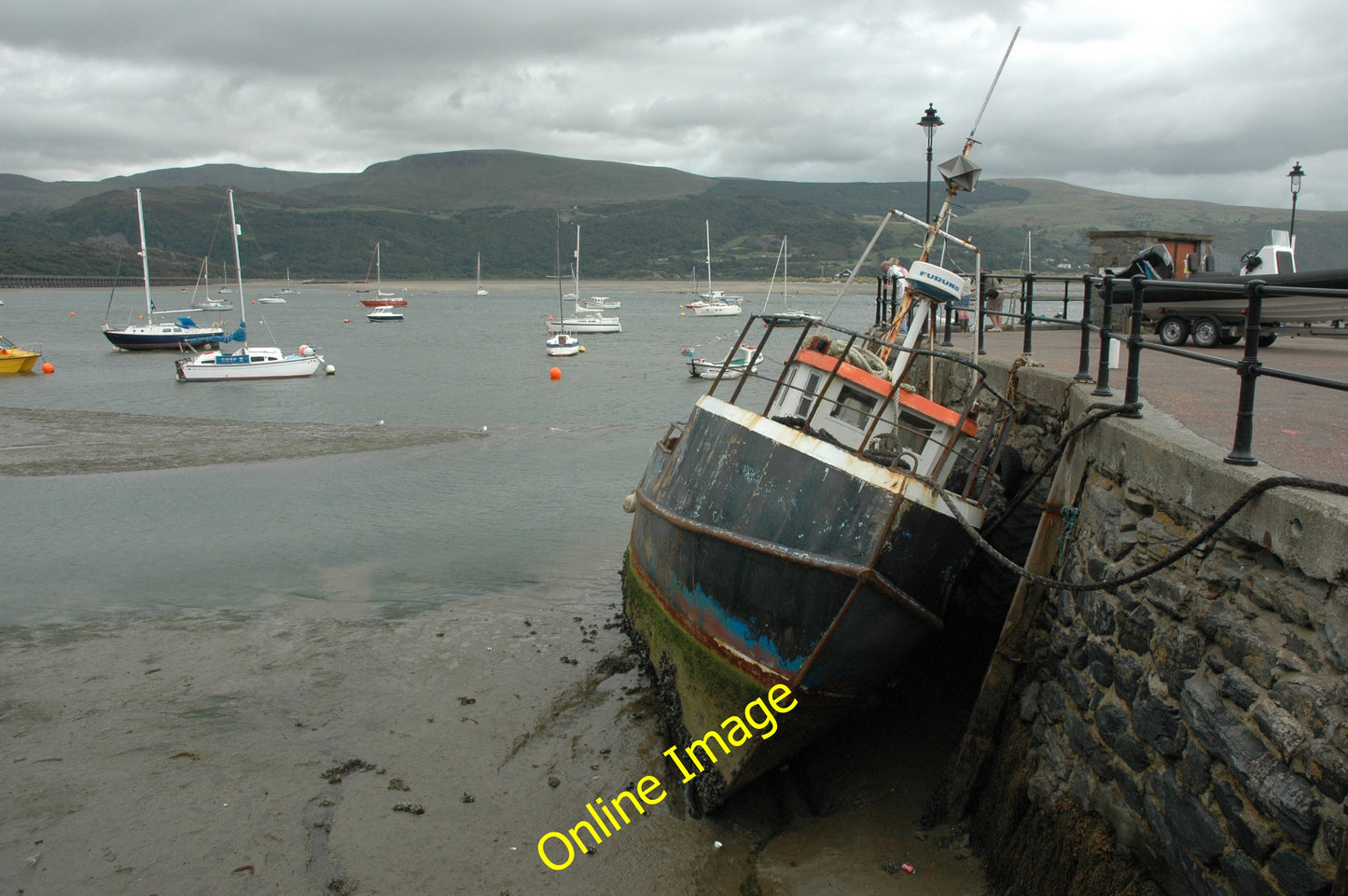 Photo 6x4 Low tide at Barmouth Barmouth\/Abermaw A boat left high and dry c2010