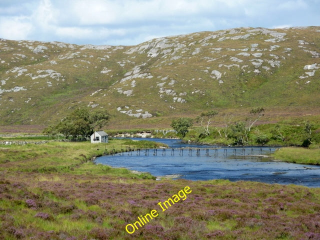 Photo 6x4 Laxford River Lochstack Lodge With a rather fragile-looking foo c2010