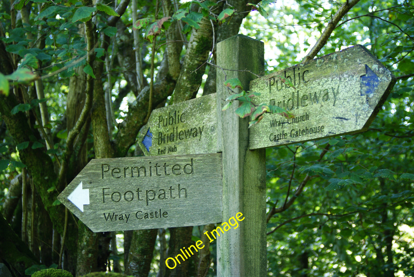 Photo 6x4 Sign at Wray, Cumbria High Wray Located at the junction of the  c2010