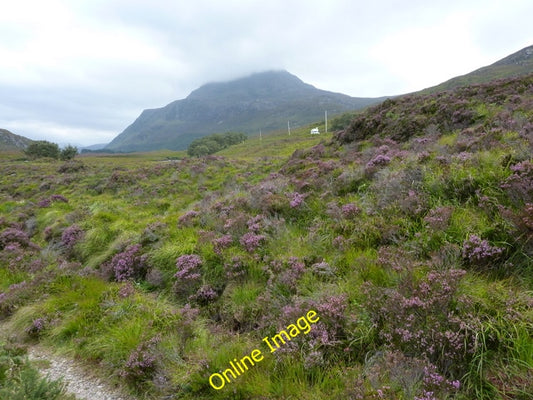 Photo 6x4 Heather bank by the Laxford River Cnoc Bad na h- Achlaise  c2010