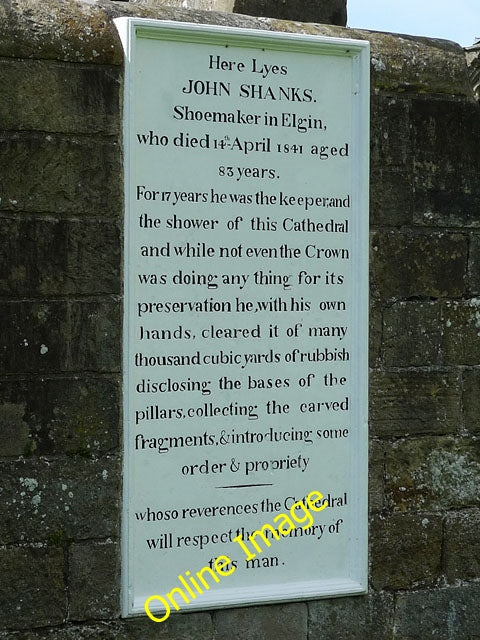 Photo 6x4 Elgin Cathedral: Tombstone of John Shanks This is the tombstone c2010