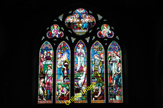 Photo 6x4 Stained glass window, Fladbury The stained glass east window of c2010