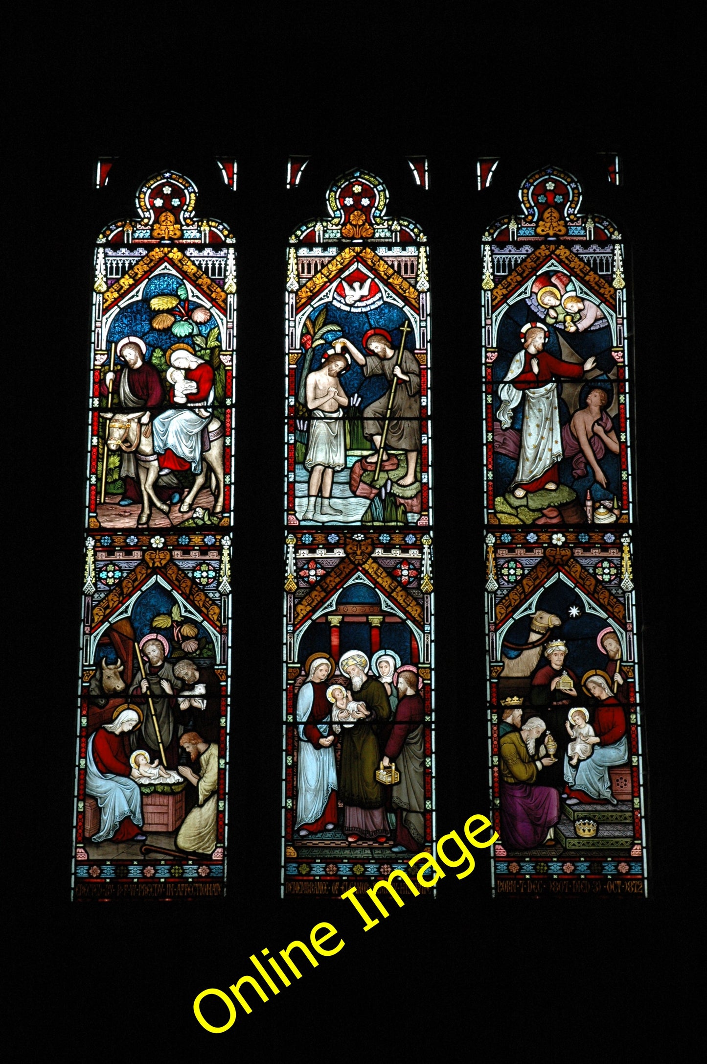 Photo 6x4 Stained glass window, Fladbury Stained glass window in St John  c2010